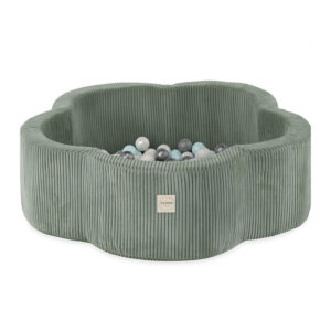 PLUSH NEST PLUSH NEST Suchý bazén Květinová zóna prémiový manšestr zelený 95 × 30 cm s 200 míčky