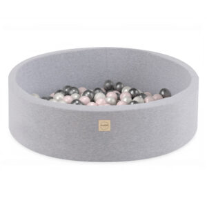 PLUSH NEST PLUSH NEST Suchý bazén kulatý Bavlna světle šedý Ø 90 × 30 cm s 200 míčky