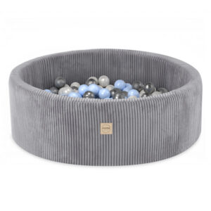 PLUSH NEST PLUSH NEST Suchý bazén kulatý Manšestr světle šedý Ø 90 × 30 cm s 200 míčky