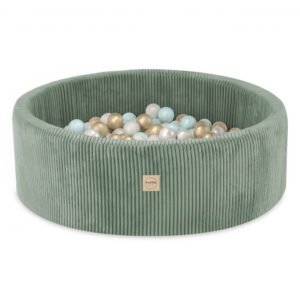 PLUSH NEST PLUSH NEST Suchý bazén kulatý Manšestr (zelený) Ø 90 × 30 cm s 200 míčky