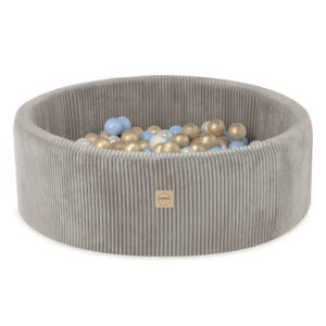 PLUSH NEST PLUSH NEST Suchý bazén kulatý z prémiového manšestru béžový Ø 90 × 30 cm s 200 míčky