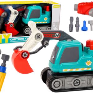 Pásový bagr kreslený ke šroubování DIY tyrkysový