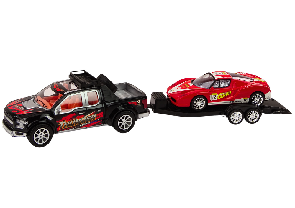 Pickup auto s přepravním přívěsem a sportovním terénním autem sada - Obrázek 2