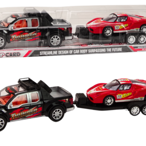 Pickup auto s přepravním přívěsem a sportovním terénním autem sada
