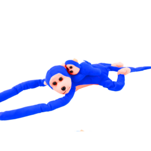 Plyšová opička s mláďátkem 90 cm modrá