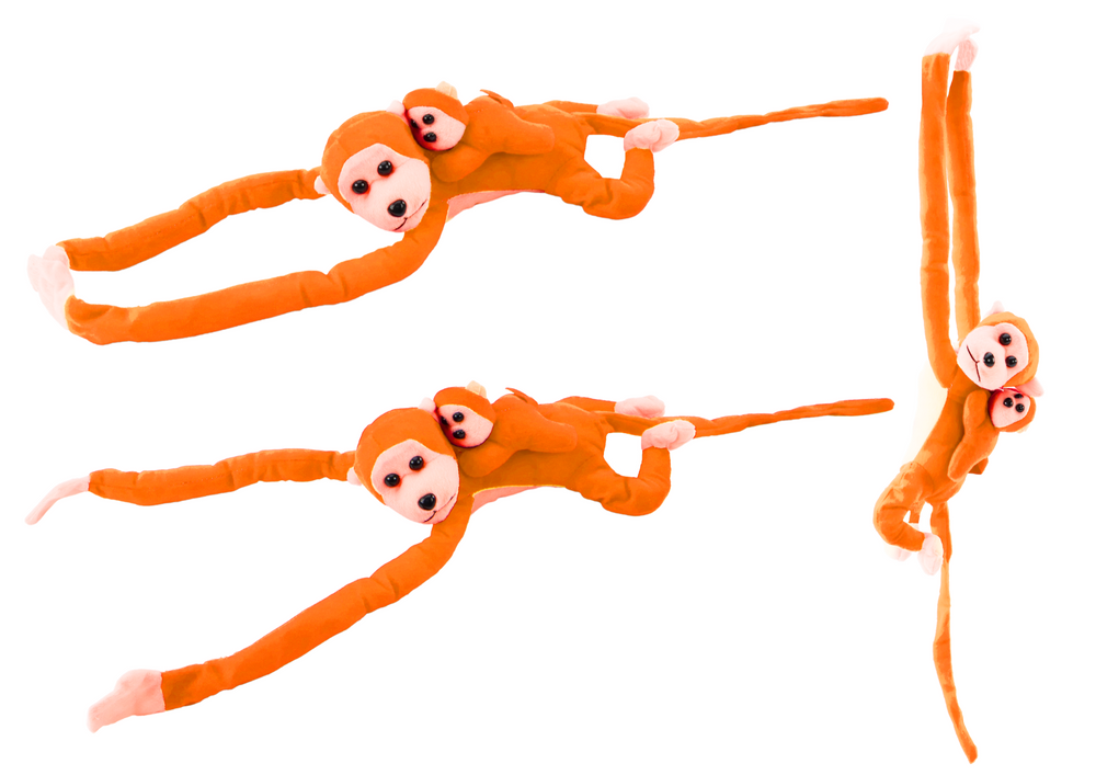 Plyšová opička s mláďátkem se zvukovými efekty 70 cm oranžová - Obrázek 2