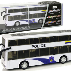 Policejní dvoupatrový autobus s efekty bílý