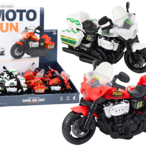 Policejní motocykl 1:10 světla a zvuky bílý červený