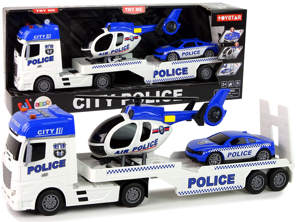 Policejní sada přívěs auto vrtulník
