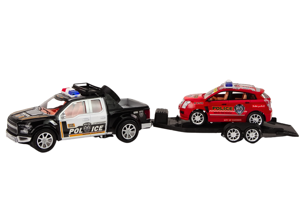 Policejní sada terénní pickup auto s přívěsem odtahovka policie - Obrázek 2