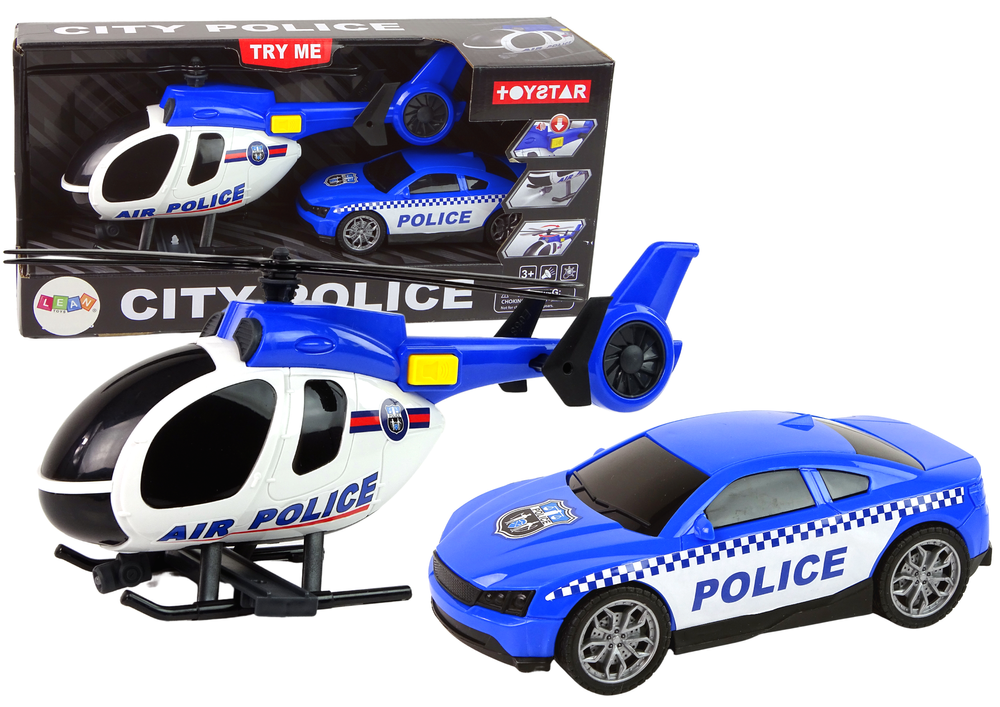 Policejní vozidla auto a vrtulník