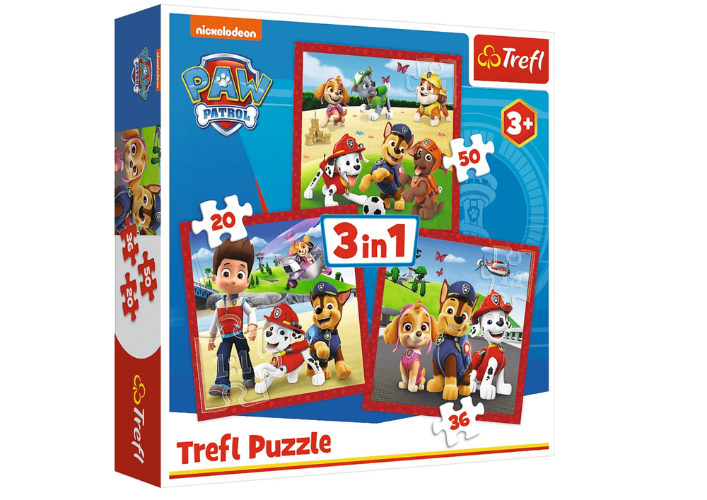 Puzzle 3v1 Veselí psi Tlapková patrola Trefl 34867 - Obrázek 2