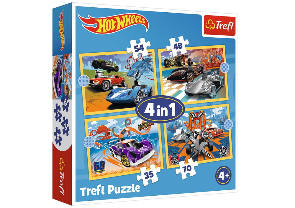 Puzzle Hot Wheels 4v1 Vozidla Trefl 34627 - Obrázek 2