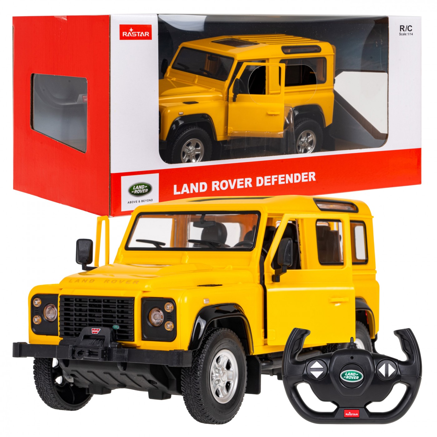 RASTAR Auto na dálkové R/C ovládání Land Rover Defender Rastar 1:14 žluté