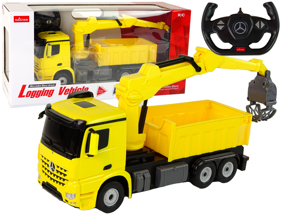 RASTAR Nákladní auto s drapákem Mercedes Rastar R/C na dálkové ovládání žluté