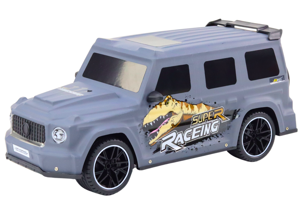 RC Auto na Dálkové Ovládání s Dinosaurem v Měřítku 1:10 šedé - Obrázek 2