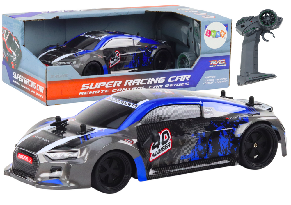 RC Auto na dálkové ovládání 1:18 gumová kola drift modré