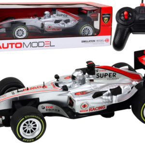 RC závodní auto 1:12 stříbrné se světly a zvuky
