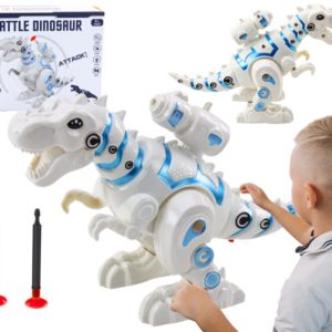 Robot dinosaurus s vystřelovačem šipek se světly a zvuky bílý