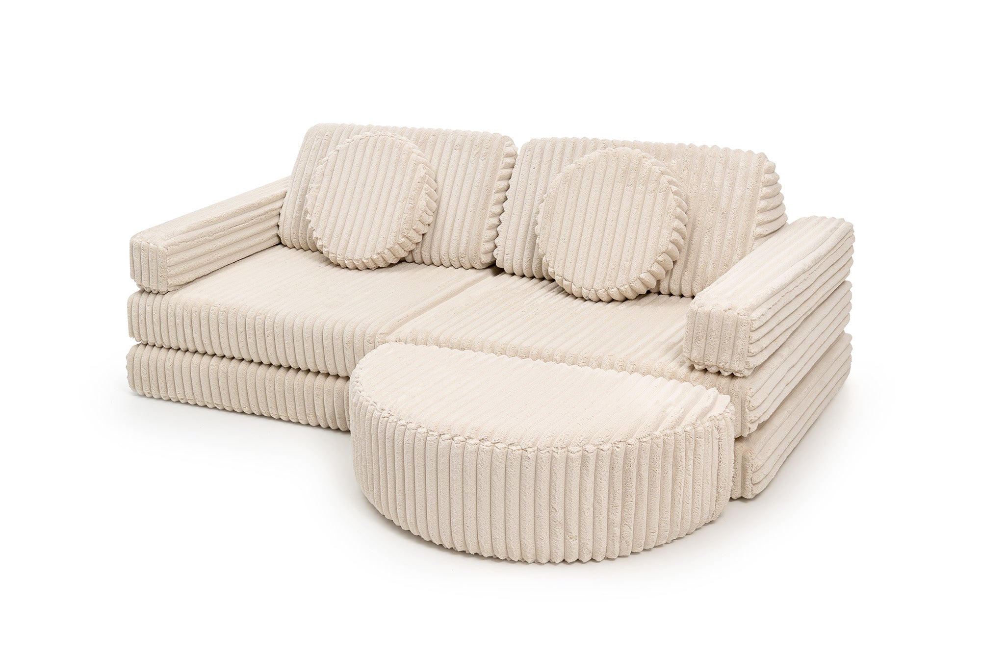 SHAPPY Dětský pěnový houpací taburet SHAPPY premium manšestr WAFFLE Barva: Cream Beige - Obrázek 2
