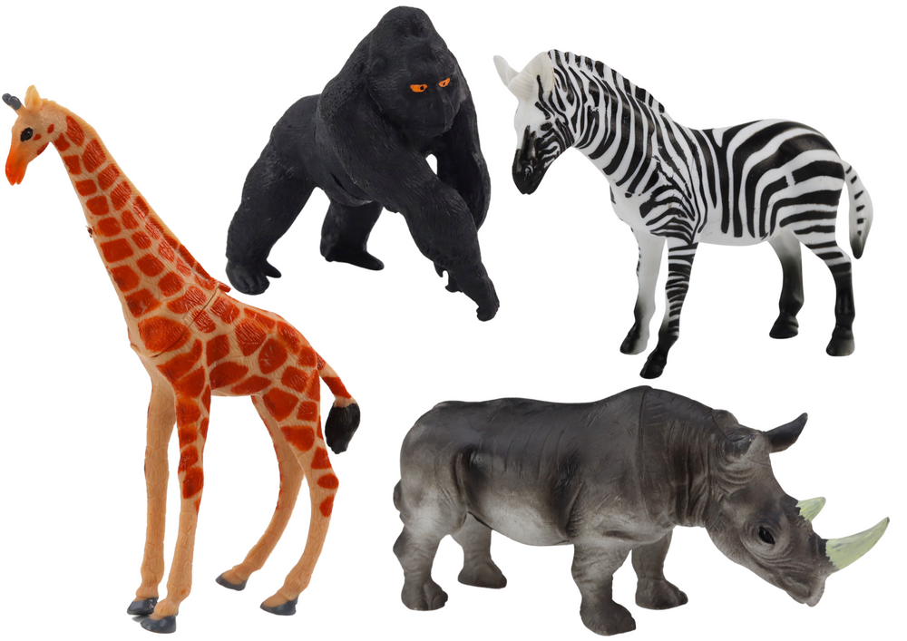 Sada afrických zvířecích figurek 4 kusy žirafa gorila - Obrázek 2