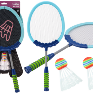Sada badmintonových raket s míčky modré