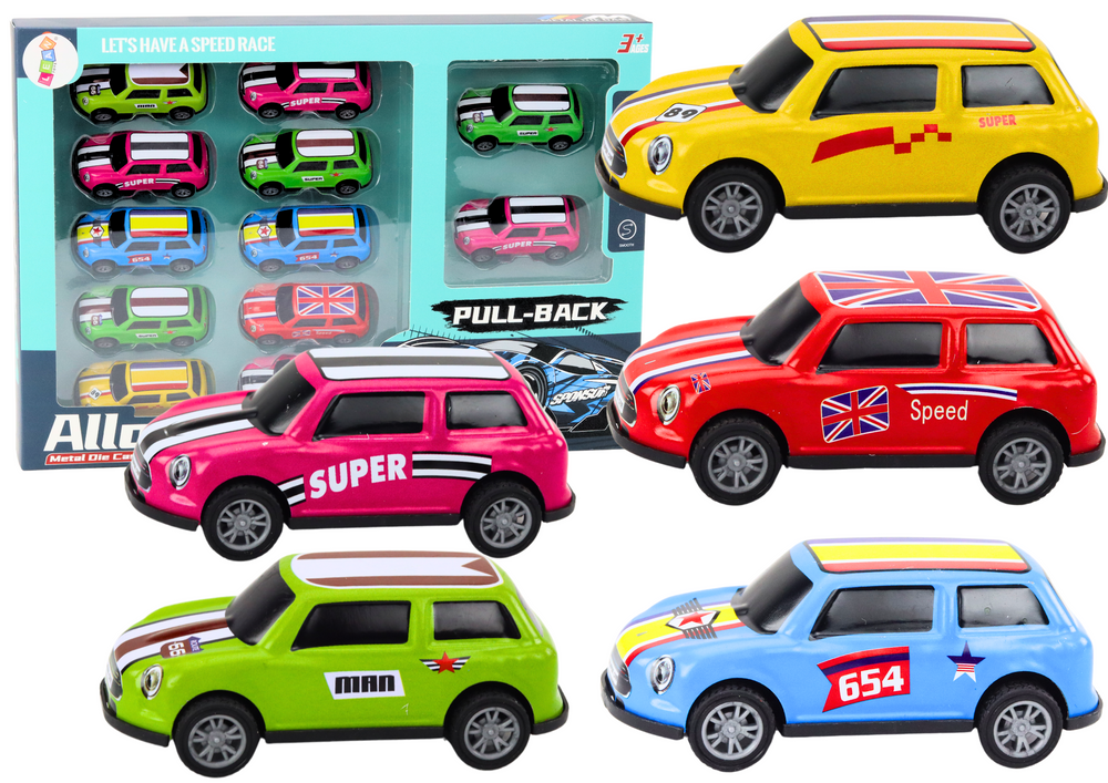 Sada barevných autíček s pohonem 12 kusů