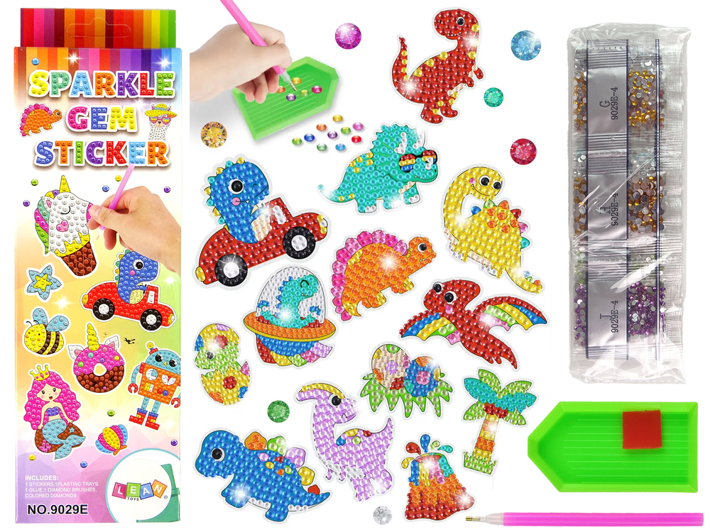 Sada diamantových samolepek dinosauři DIY