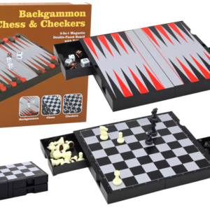 Sada her 3v1 Magnetická deska Šachy Dáma Backgammon