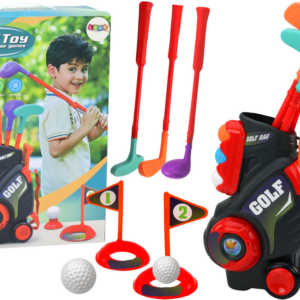 Sada na mini golf pro děti s vozíkem na kolečkách