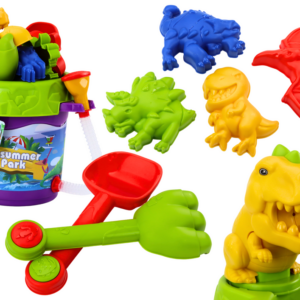 Sada na písek kyblík se sprchou konvička a formičky dinosauři set