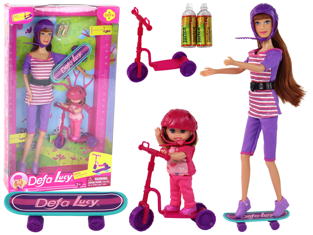 Sada panenek Lucy se skateboardem fialová
