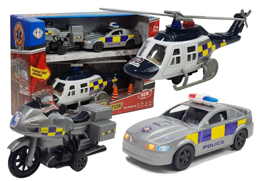 Sada policejní vozidla - helikoptéra