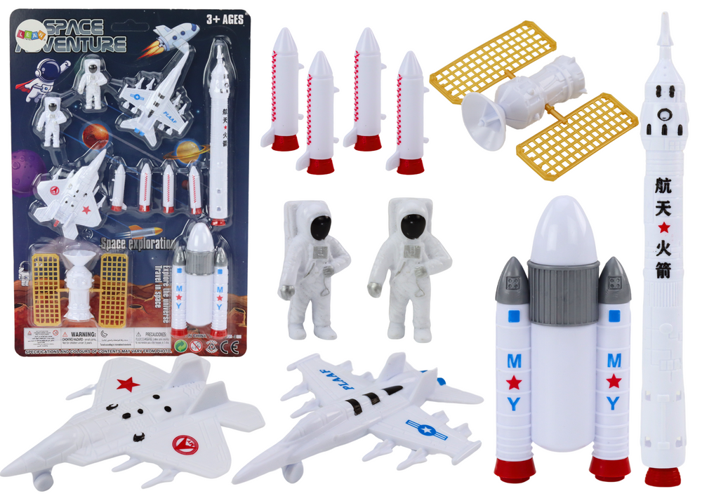 Sada vesmírných figurek Astronauti a rakety 11 ks