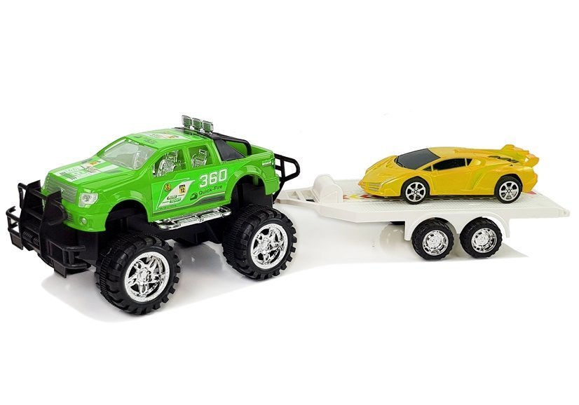 Sada vozidel Sportovní auto žluté terénní zelené s třecím pohonem - Obrázek 2