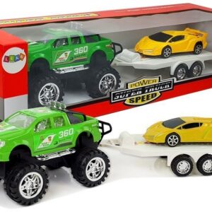 Sada vozidel Sportovní auto žluté terénní zelené s třecím pohonem