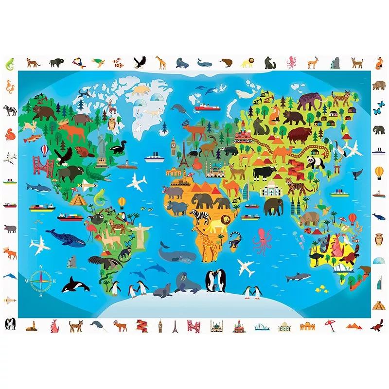 Sentosphere Sentosphere Puzzle - mapa světa se zvířaty - Obrázek 2