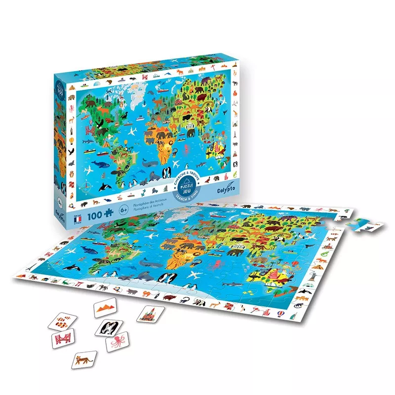 Sentosphere Sentosphere Puzzle - mapa světa se zvířaty