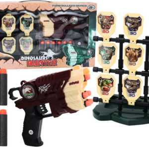 Set pistole s terčem a pěnovými šipkami Dinosauři hnědý