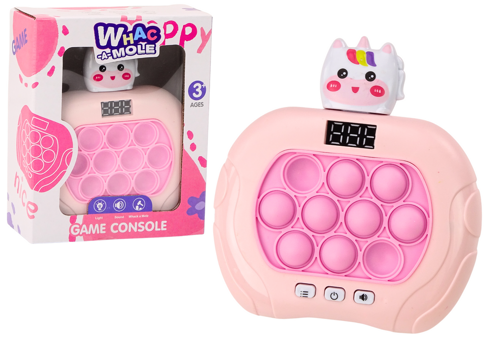 Smyslová hra Pop-It Wac-A-Mole jednorožec světla a zvuky růžová