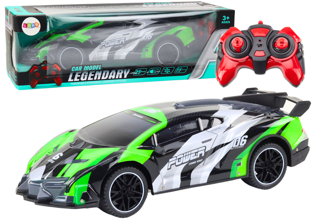 Sportovní RC auto 1:10 25 km/h se světly zelené