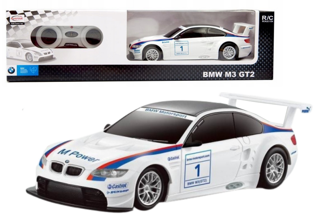 Sportovní autíčko BMW M3 GT2 na dálkové ovládání RC 1:24 bílé