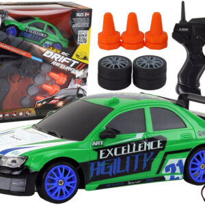 Sportovní autíčko na dálkové ovládání R/C 1:24 s vyměnitelnými koly zelené