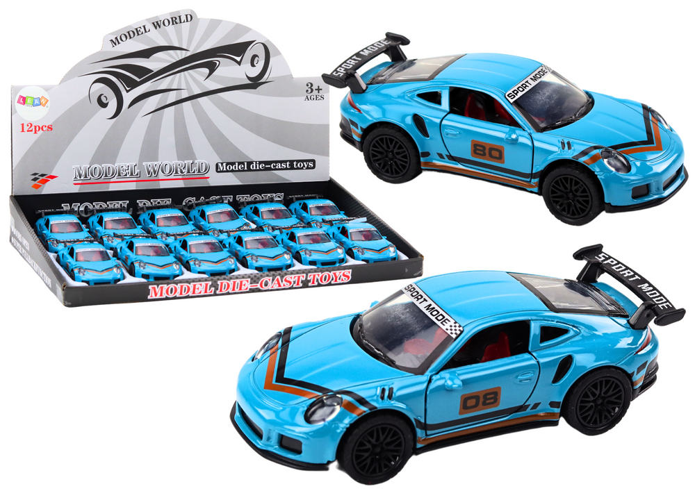 Sportovní auto 1:32 figurka modrý spoiler kovové
