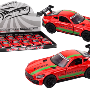 Sportovní auto 1:32 figurka s křídlem kovové červené se zvuky