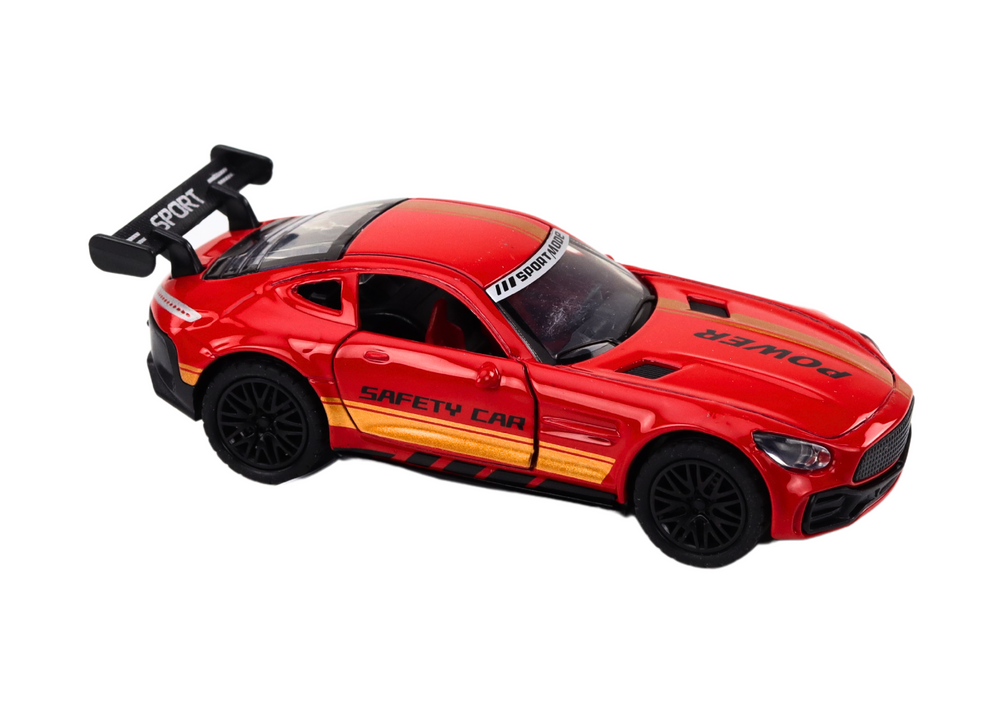 Sportovní auto 1:32 s figurkou červené s křídlem kovové - Obrázek 2