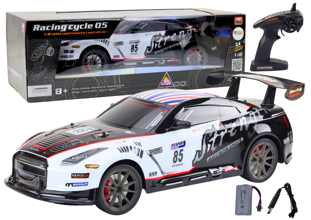 Sportovní auto na dálkové ovládání R/C 1:8 se světly a zvuky