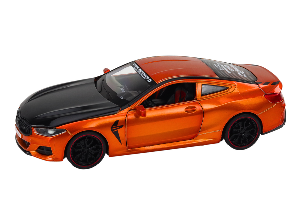 Sportovní kovové auto s třecím pohonem a otevíracími prvky 1:24 oranžové - Obrázek 2