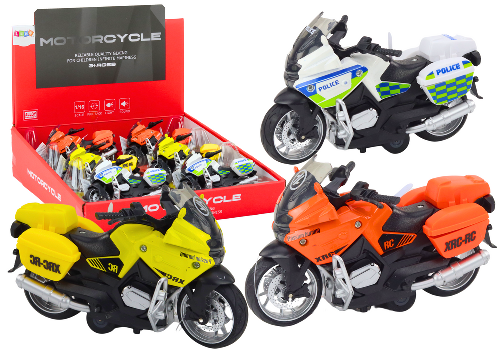 Sportovní motocykl s třecím pohonem 3 vzory žlutý oranžový bílý