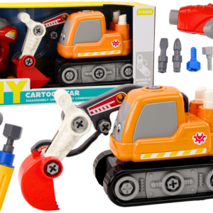 Šroubovací pásový bagr kreslený DIY oranžový